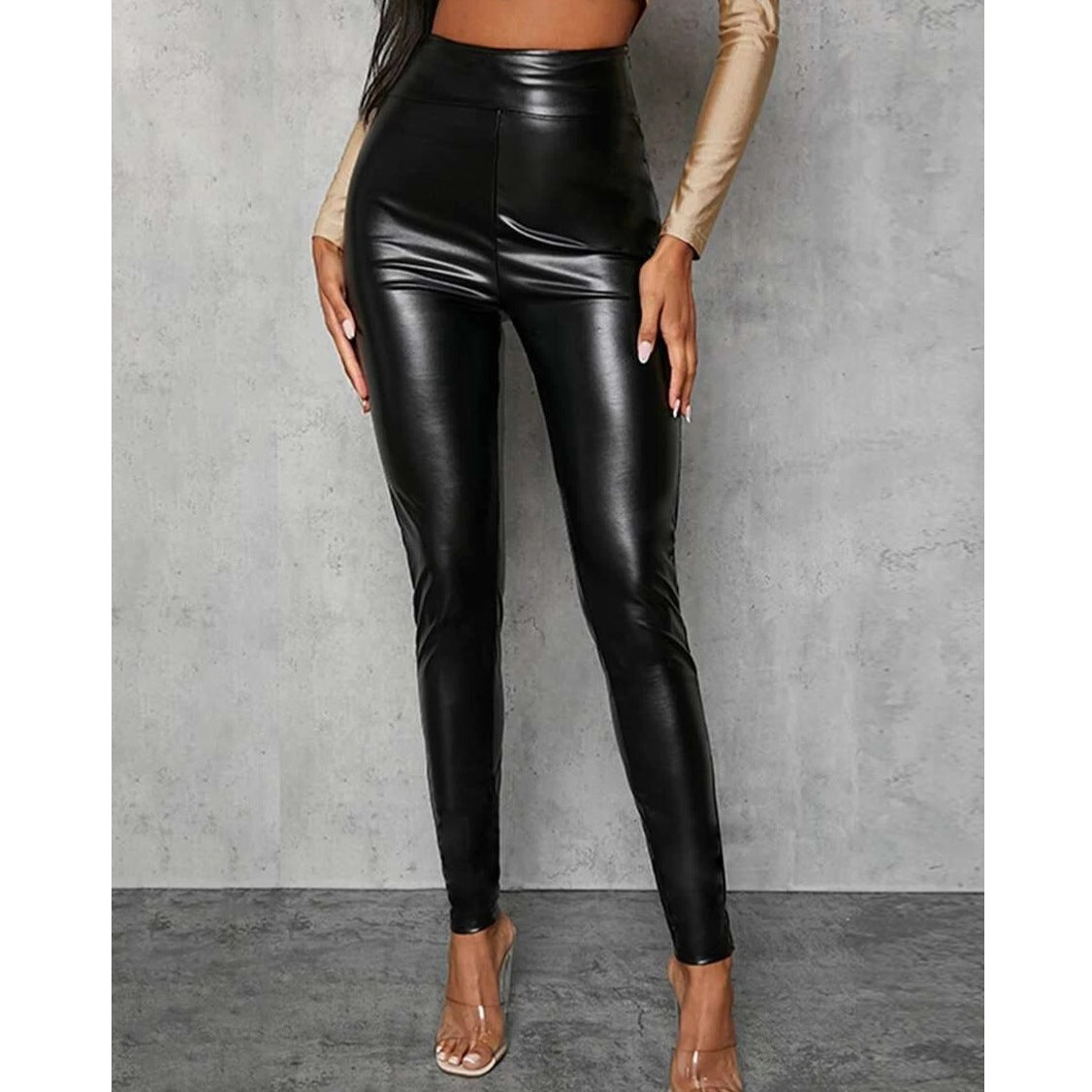 Fleece leather leggings best sale